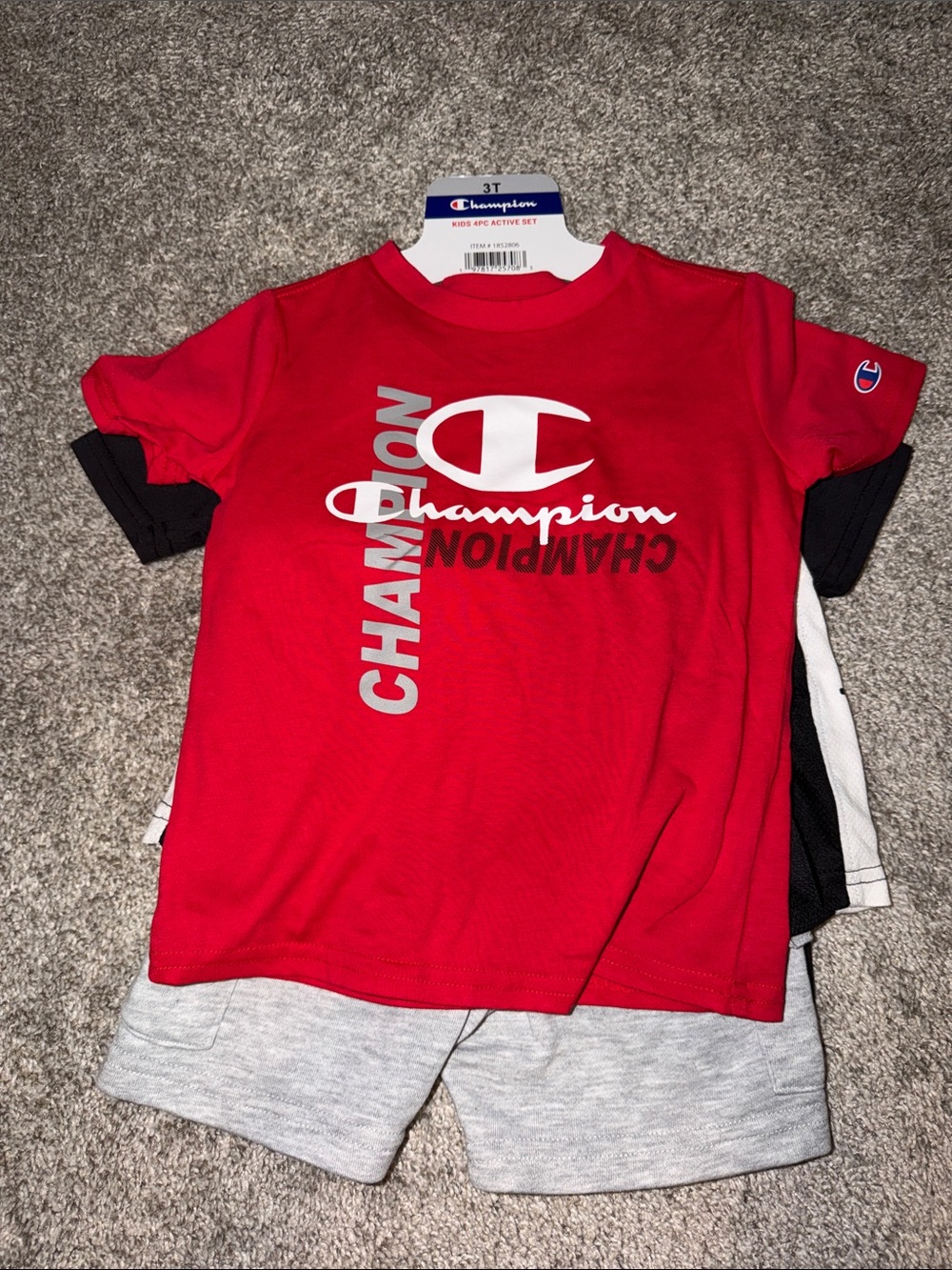 4 piece Champion Red Graphic Logo Tee set for Kids
